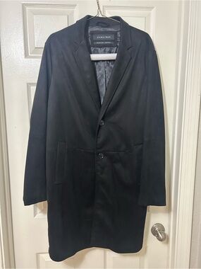 Zara Man Faux Suede Long Jacket Chester
Coat Black Topcoat Size Large